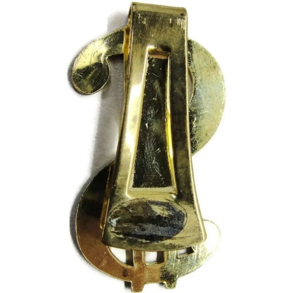 Gold Tone Dollar $ Sign Money Clip Stainless Steel Wallet Credit Card Cash ID